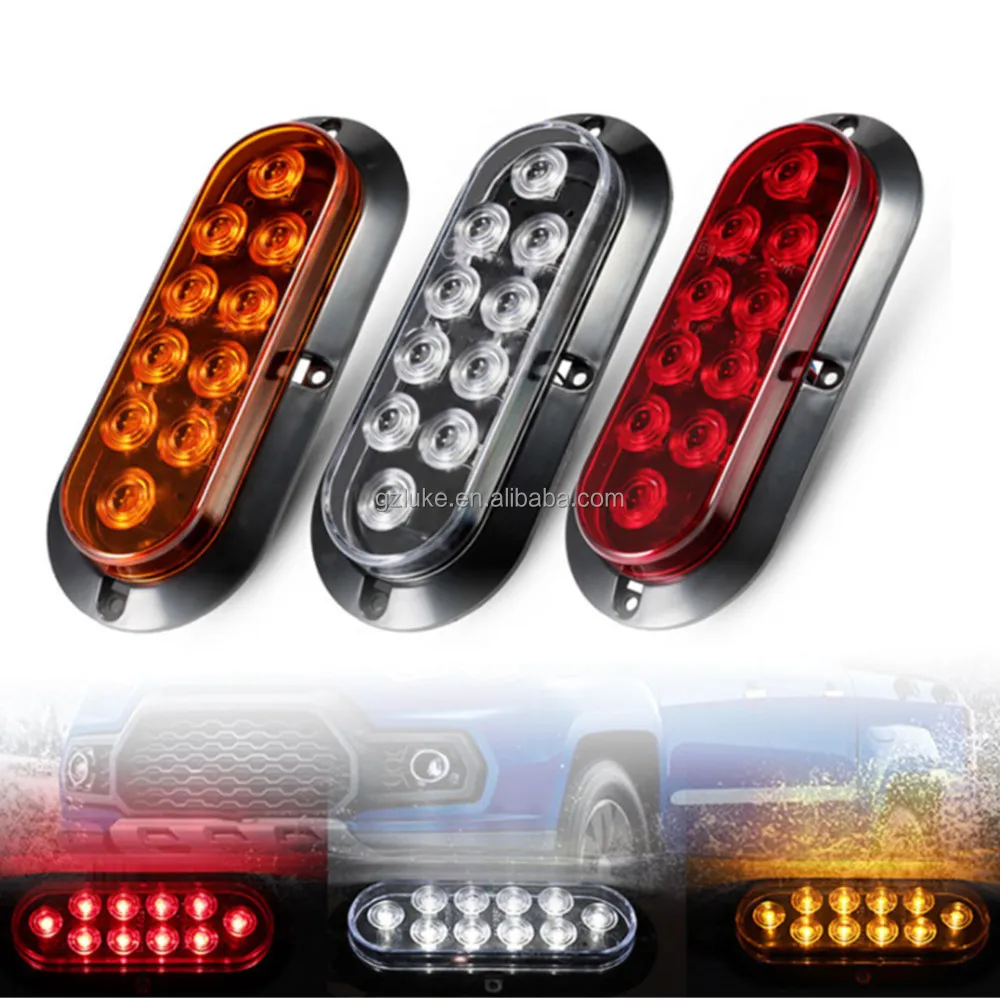 6-Inch Surface Mount LED Brake Stop Turn Tail Light for Trailer Truck RV New Sealed Amber Warning 24V Voltage