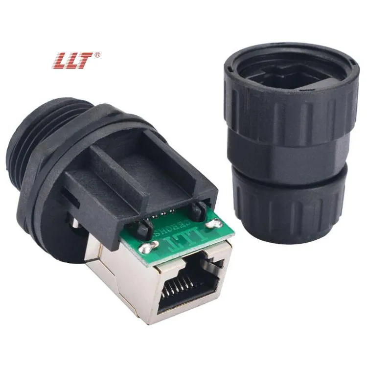 LLT Factory 8P 8C Ethernet Connector Rj45 Panel Mount Waterproof Ip67 signal Connectors