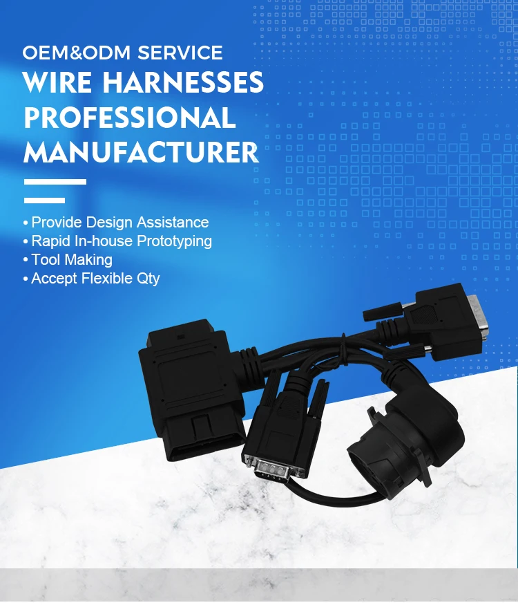 product customized black db15 female to j1939 9 pin obd2 connector deutsch eld y cable harness diagnostic tools-3