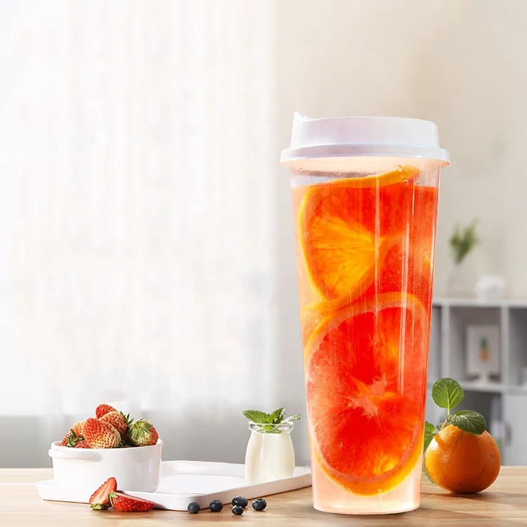 logo printed clear disposable plastic juice milk bubble tea boba