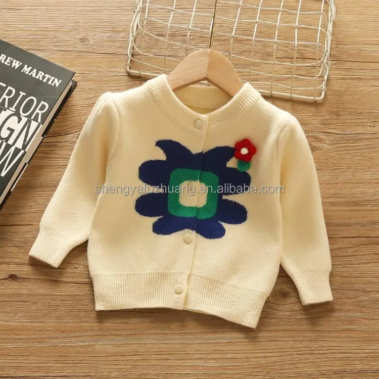 New hot spring and summer solid color hollow knitted cardigan baby girls' sweaters