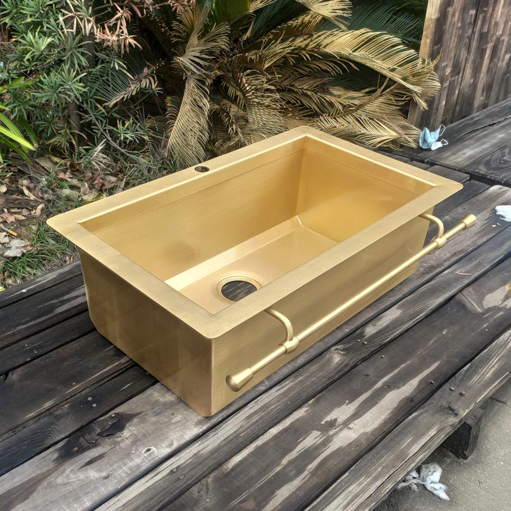 Customized 76cm Classic Design Rectangular Metal Brass Golden Apron