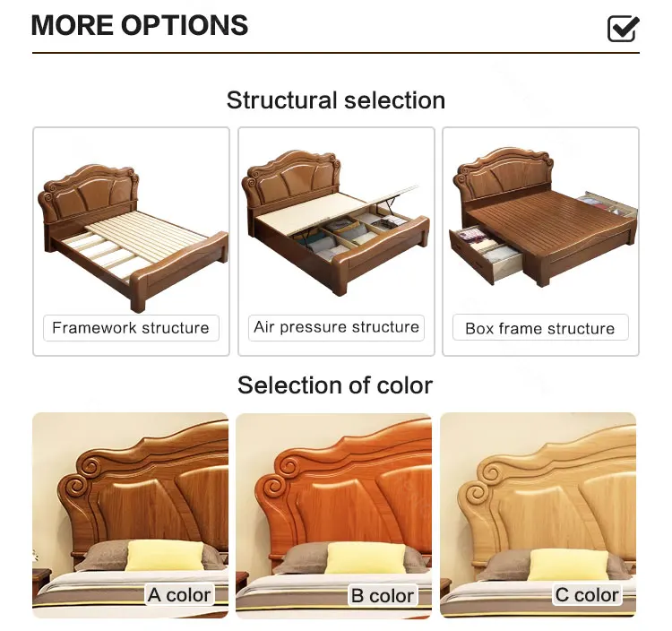 Factory Wholesale Chinese Solid Wood Storage Bed 1.5/1.8 Single And