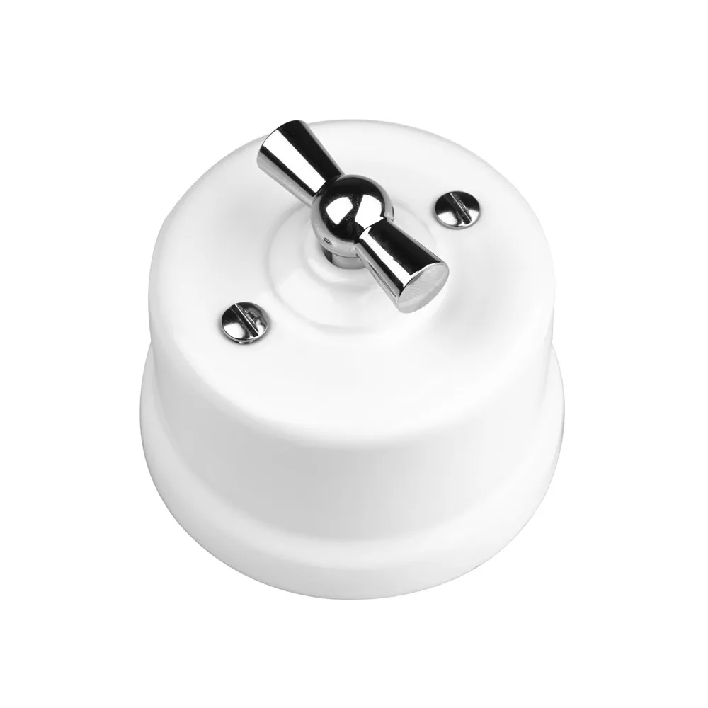 White Retro Porcelain Wall Switch & Socket,Ceramic Rotary Switch,Ceramic Wall Plugs For Latvia