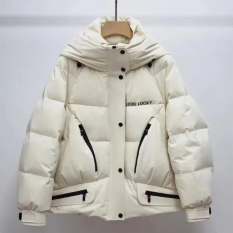 Customized Detached Sleeve Warm Crop Character Pattern Waterproof Men Women Hooded Goose Down Jacket