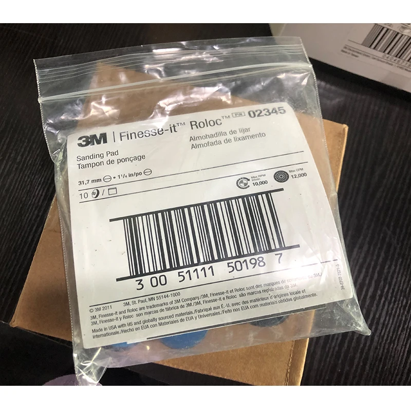 3M 02345 Hookit Hook & Loop Abrasive Attachment Type 0.87 in Disc Pad for Random Orbital Sanders Finesse-it  Sanding Pad