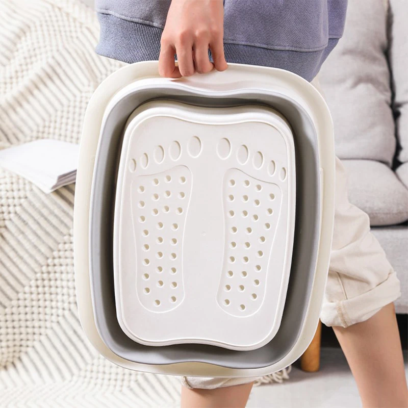 Foldable Foot Tub with Cover Creative Household Massage Foot Basin Portable Outdoor Travel Foldable Foot Basin