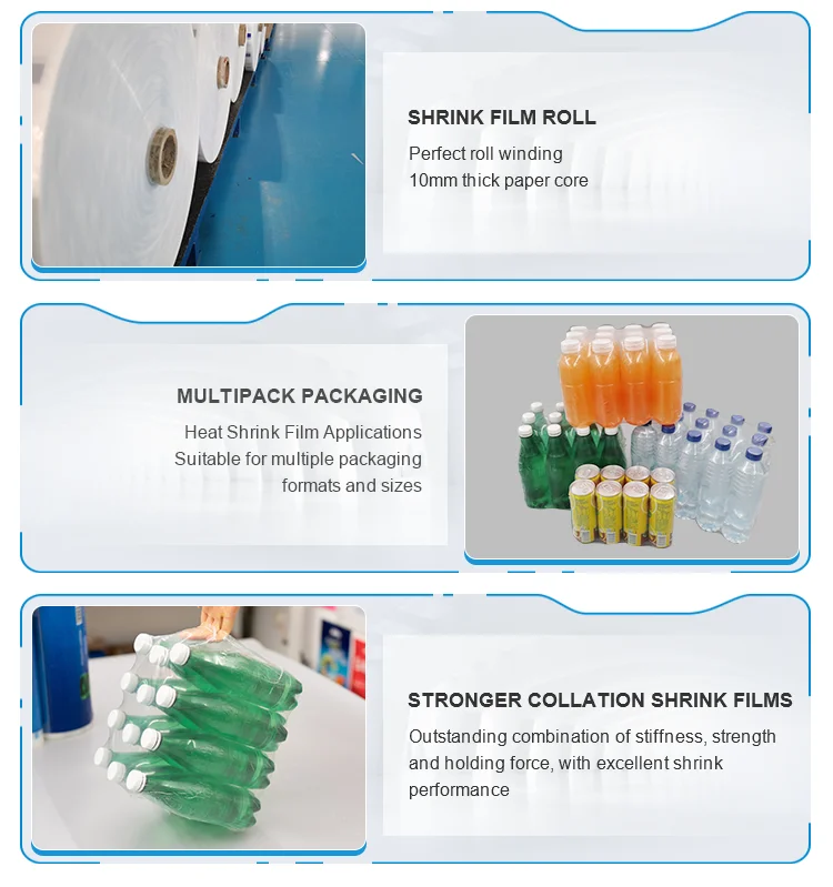 LDPE Shrink Film Soft PE Moisture Proof Transparent Packaging Roll for Beverage Bottles 40-90mic