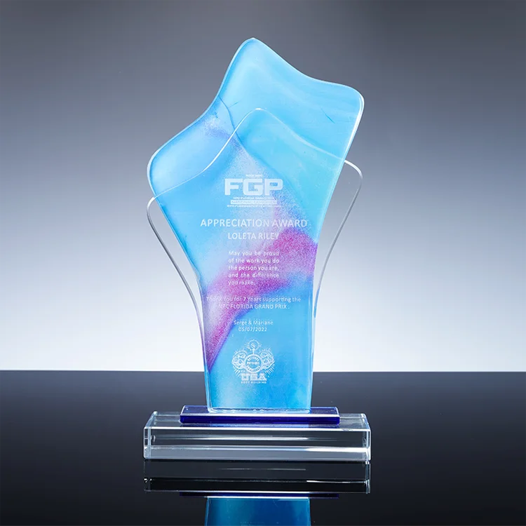 Factory Wholesale Professional Crystal Award Plaque Custom Blank Glass Trophy details