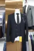 Black-3pcs/set-Jacket + vest + pants