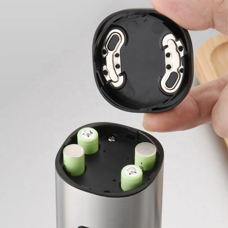 Refillable One Handed Push Button  Electric Salt and Pepper Grinder Set With Led Light for Kitchen