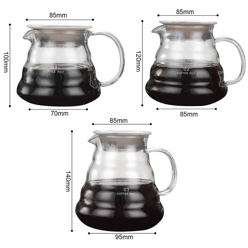 v60 Pour Over Carafe Drip Coffee Pot 300/500/700ml Glass Range