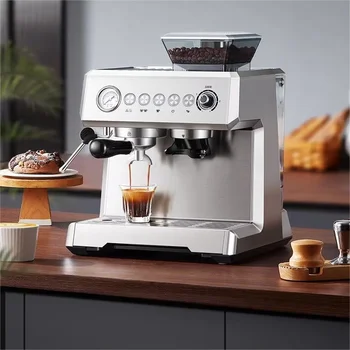 Business use coffee maker and grinder semi automatic titanium coffee maker italian commercial grinding espresso coffee machine