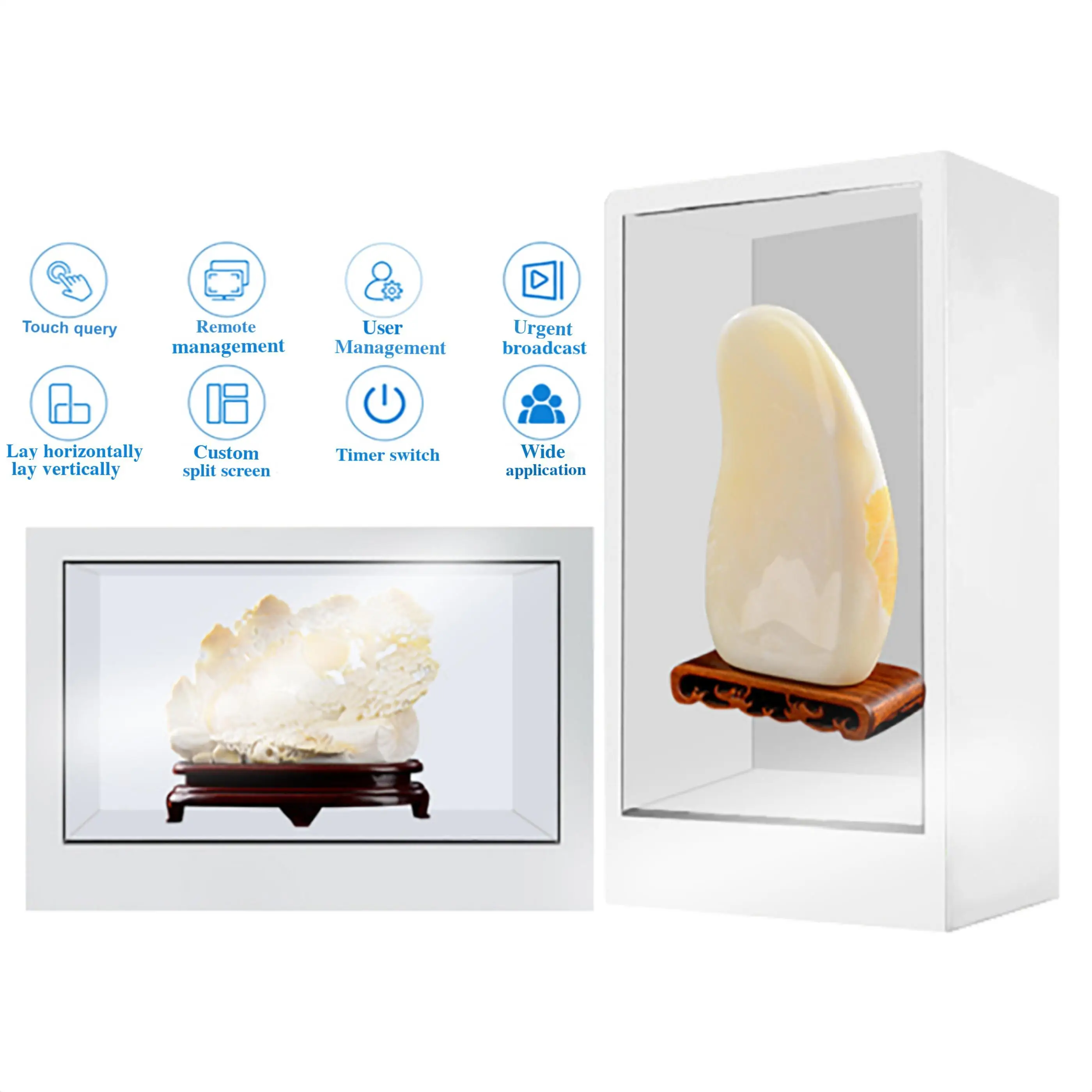 High Transparency Self-Luminous OLED Transparent Cabinet 3D Stereoscopic Imaging for Immersive Shopping Mall Digital Signage