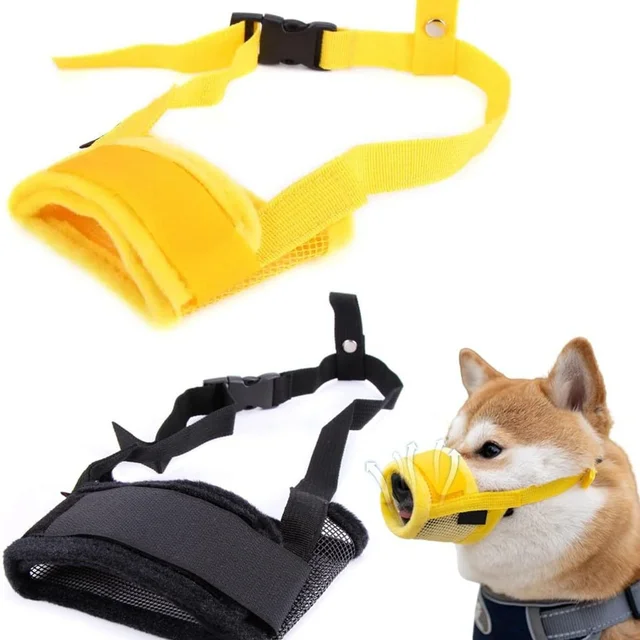 Adjustable Size Dog Training Mask Solid Ribbon Water Drink Features Anti-Bite Anti-Barking Pets Pet Collars Leashes Harnesses