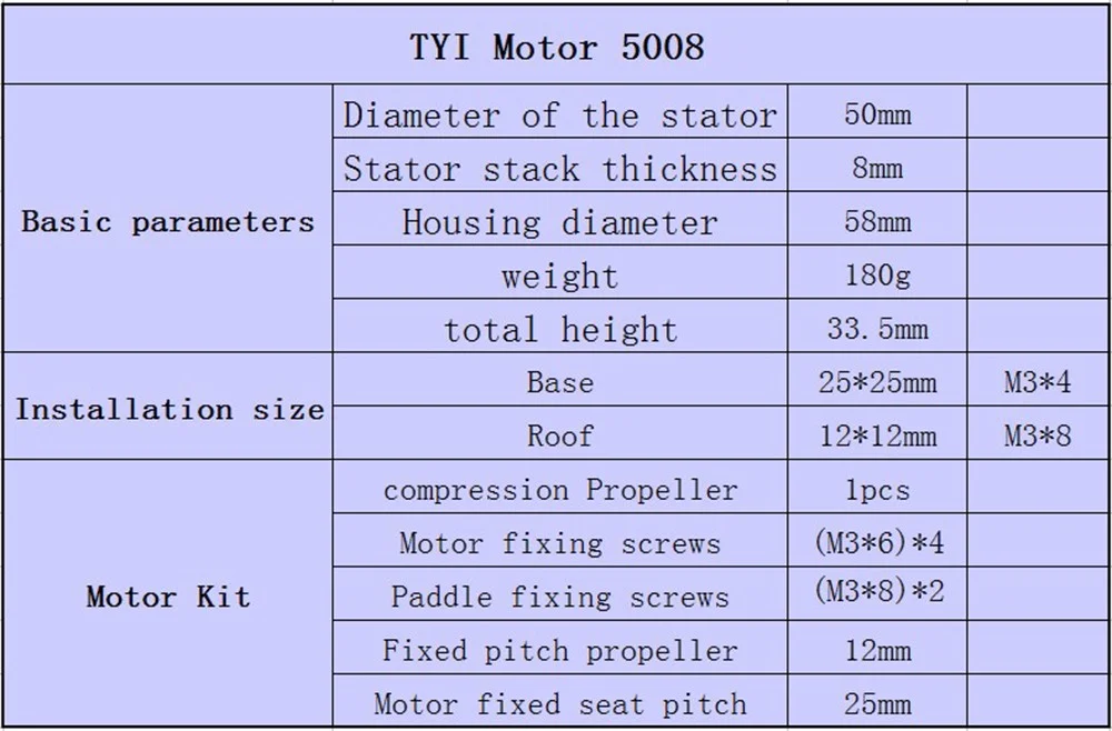 TYI 5008 Outrunner Brushless DC Motor KV 335 KV 400 Electric for RC Planes & Quadcopter Drones Digital Batteries Accessories manufacture