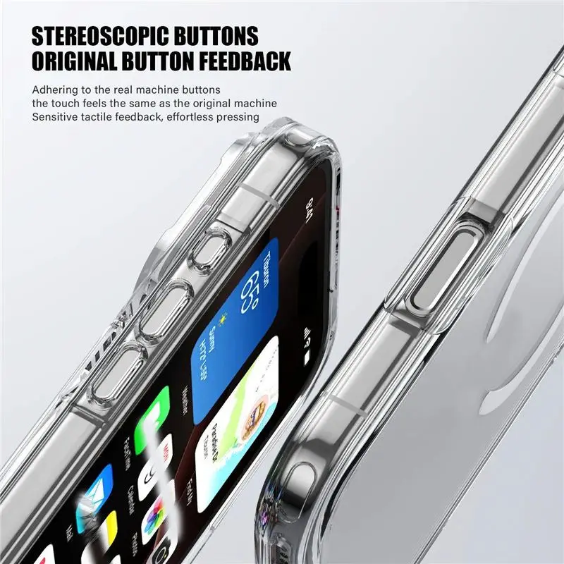product luxury clear shockproof magnetic mobile phone case for iphone 17 air  17 pro max wireless charging shockproof hard back cover-6