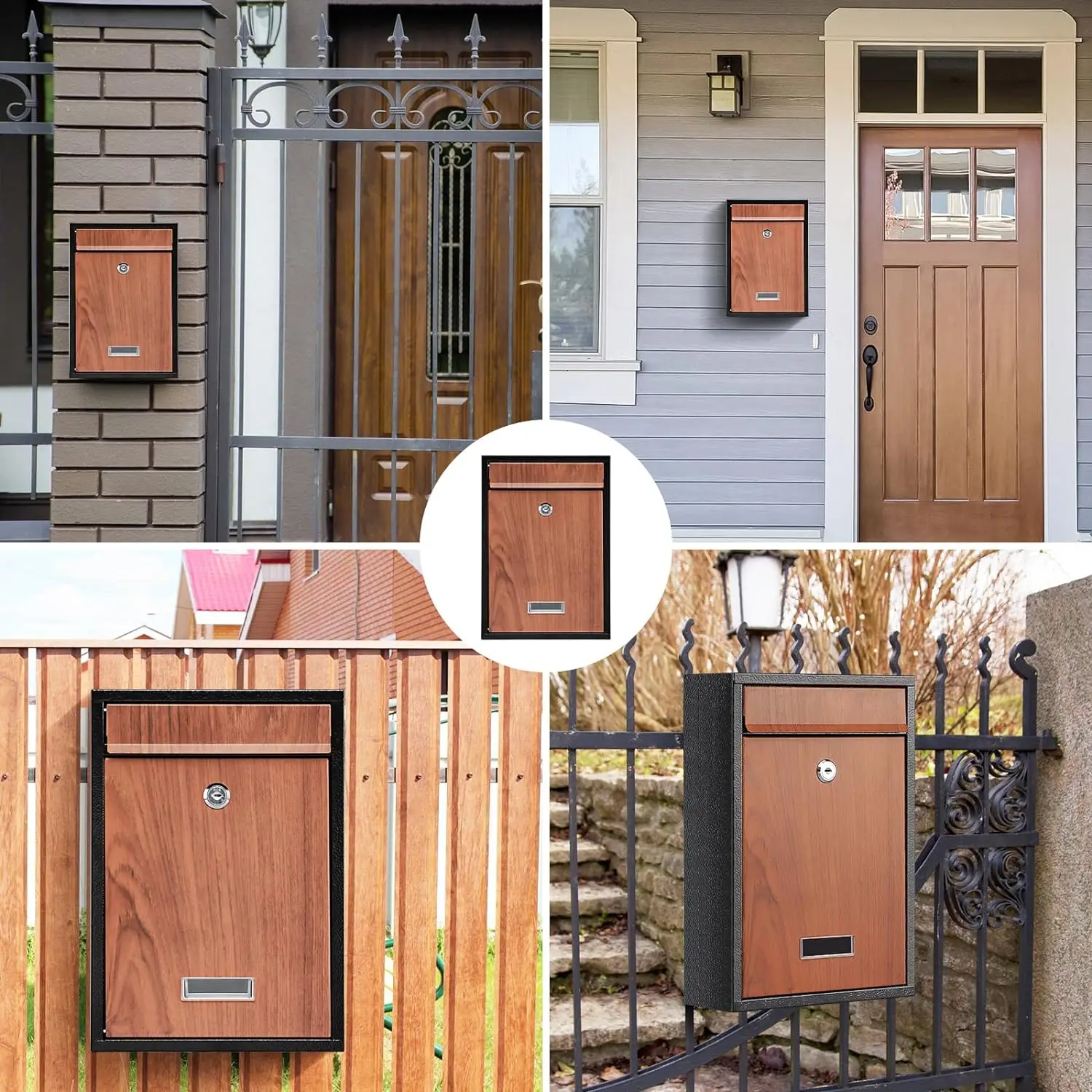 Metal Wall Mounted Mailbox with Plastic Plate Name Plate on Mailbox Home Garden Outdoor Letter Box