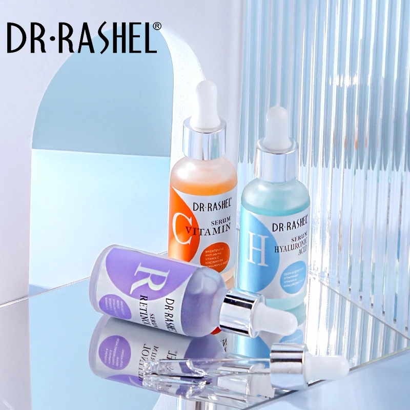 Dr Rashel Skin Care Brightening Anti Aging Whitening Moisturizing Hyaluronic Acid Retinol Vitamin C Face Serum Set 3pcs