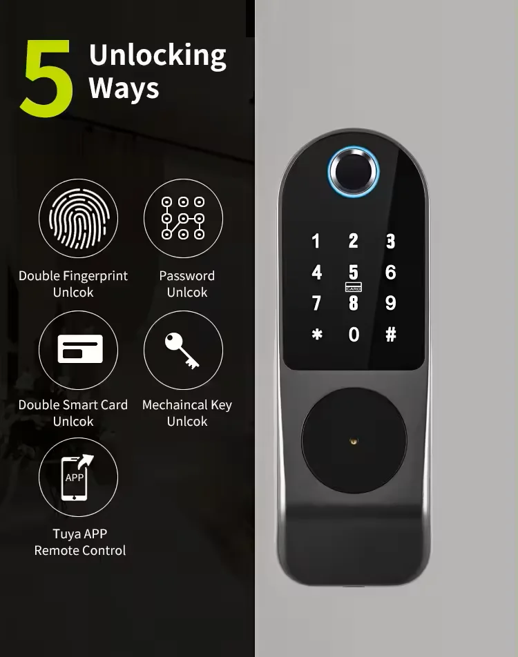 Glomarket Tuya Waterproof Digital TTLock Remote Unlock Double-sided Fingerprint Smart Lock