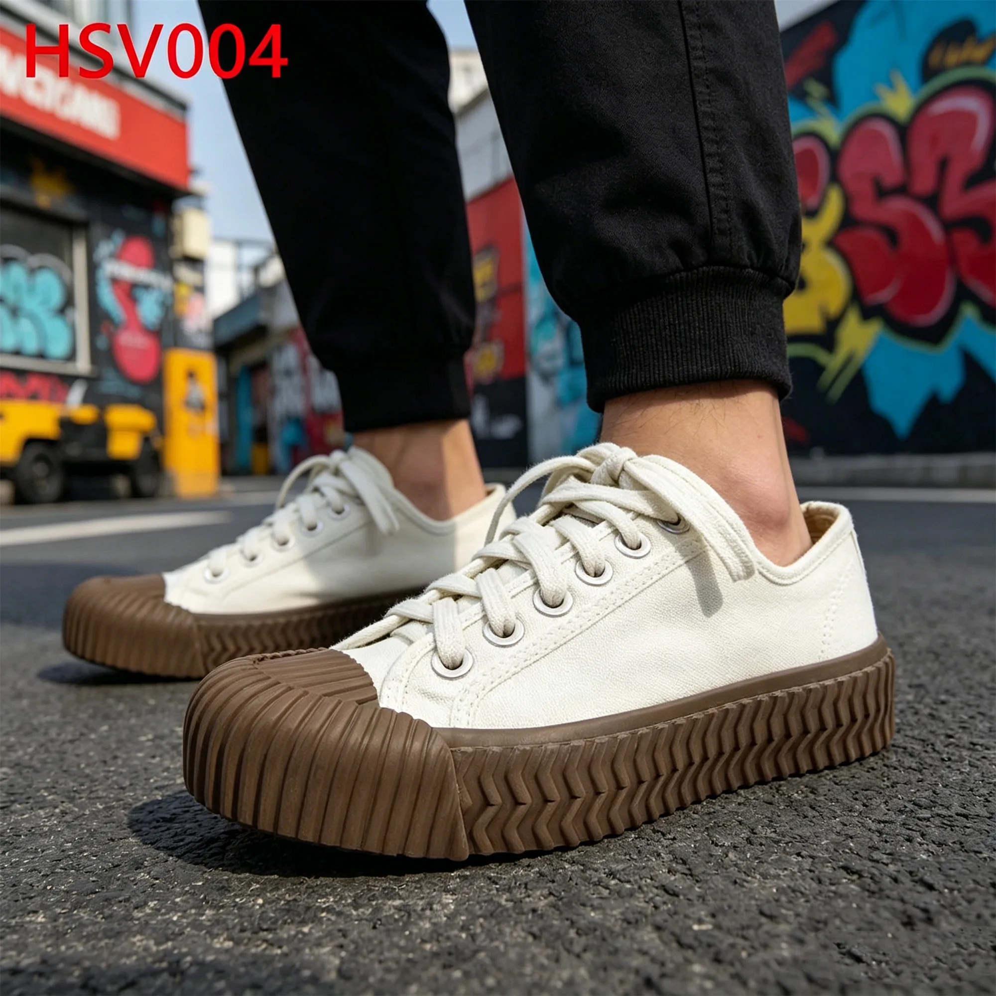 ZYF,Hip Hop Culture Lace up Durable Canvas Fabric School Shoes Hard Wear Vulcanized Rubber Sole Black/white Sneakers HSV004