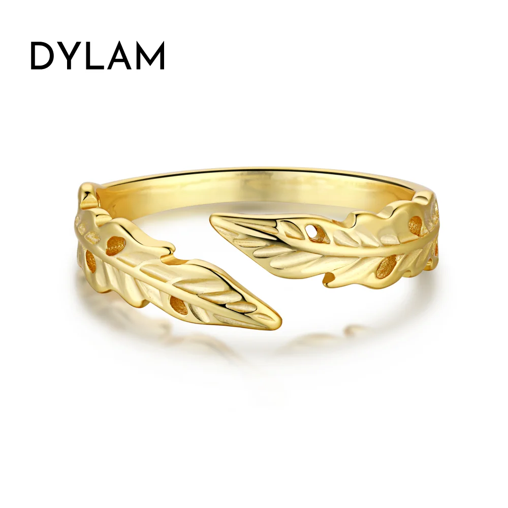 KAKODIY Popular INS 18K Gold Plated Open Loop Leaf Shape 925 Sterling Silver Adjustable Size Fashion Ring, Suitable for Women's Daily Wear detail 3