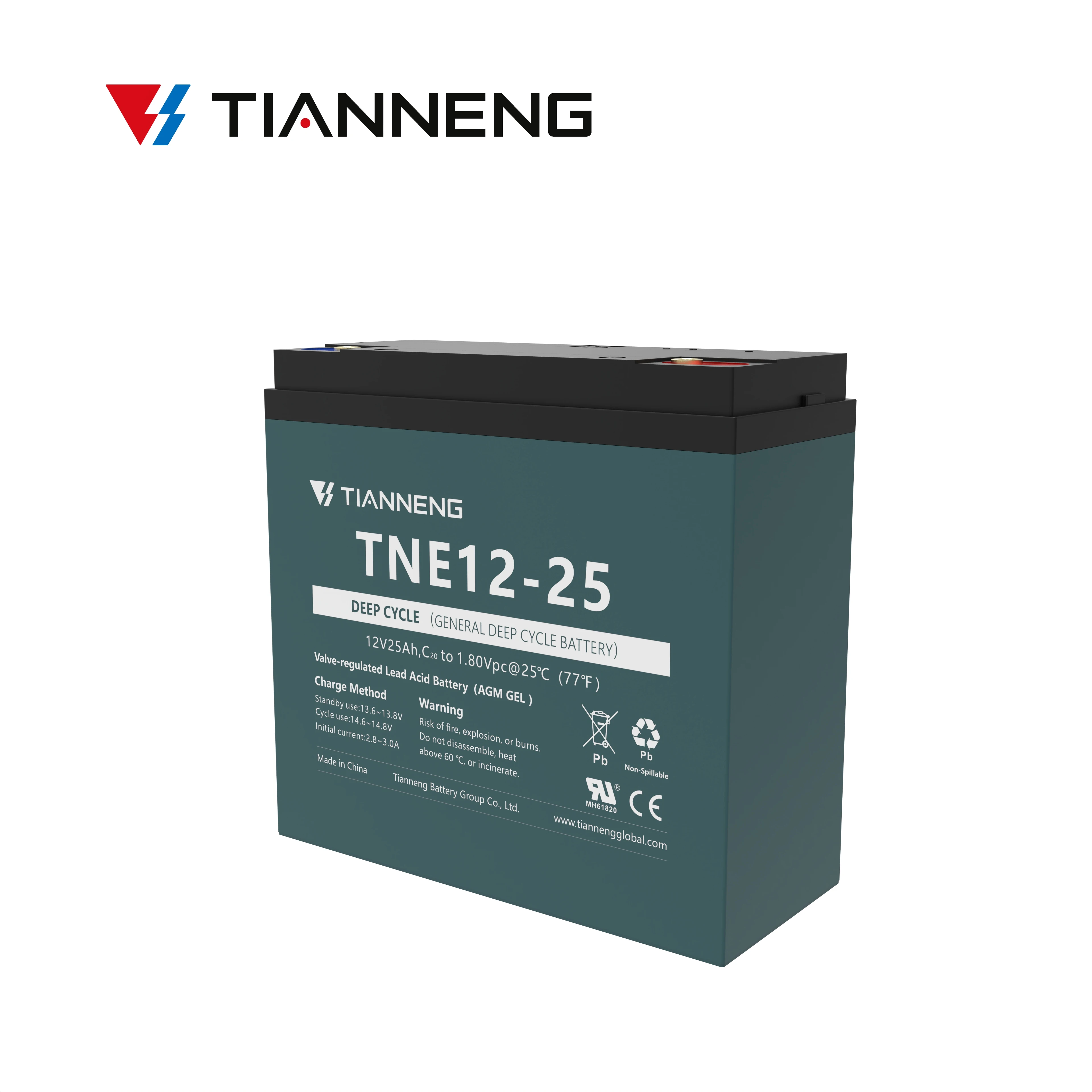 Tianneng TNE 12-25 General Deep Cycle 12v 25ah Electric Bicycle Lead Acid Battery