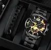 2 black gold watch + black bracelet