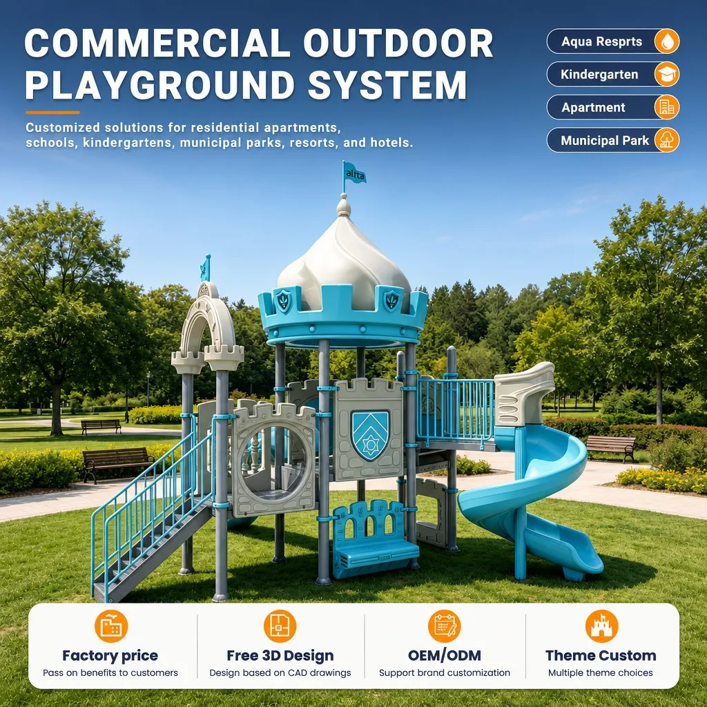Castle Outdoor Playground Equipment Kids Slide Splash Pad Spray Pool Galvanized Steel CE ASTM Certified OEM Wholesale