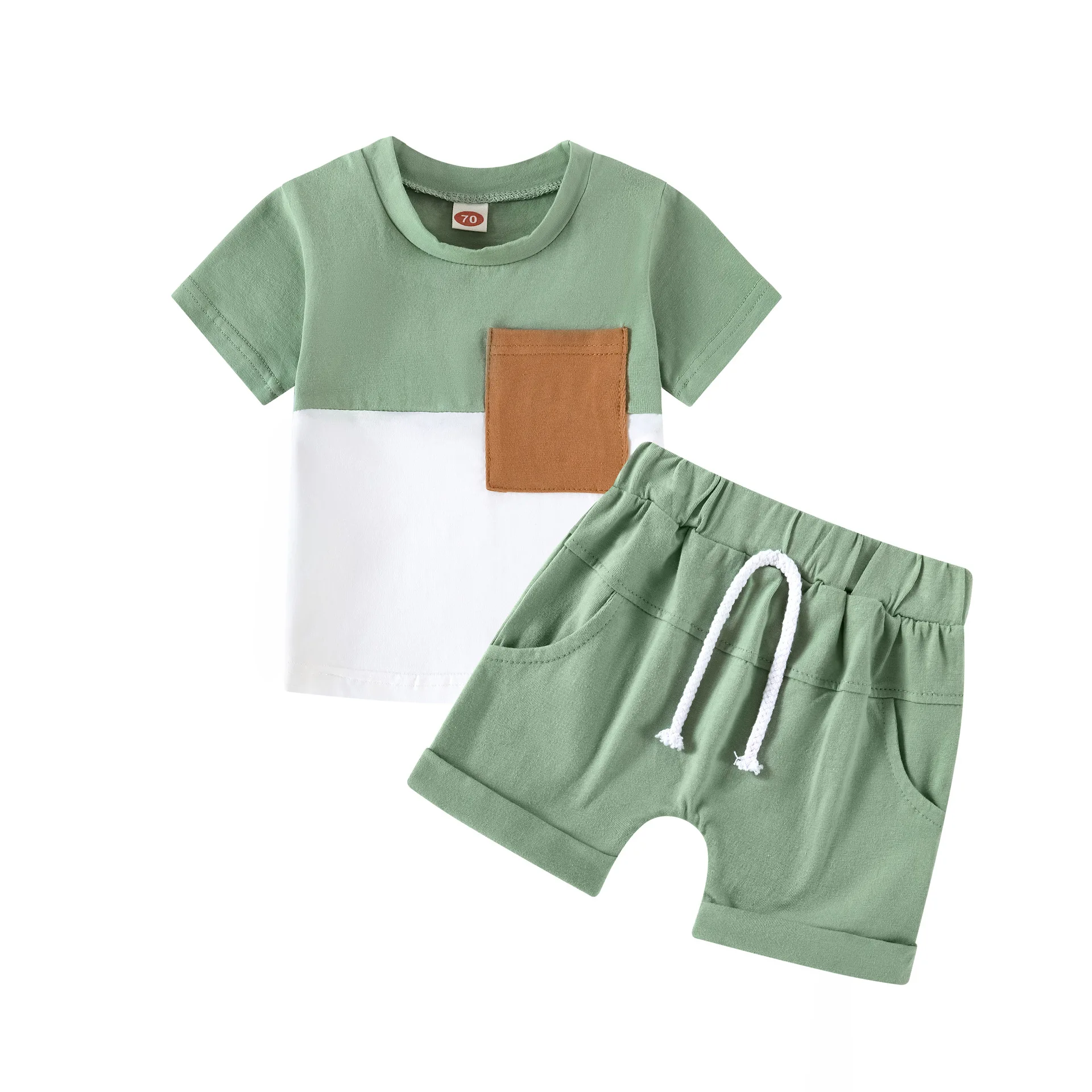 2023 Rts Color Block Baby Boys Outfit Two Piece Toddler Boys Clothing ...