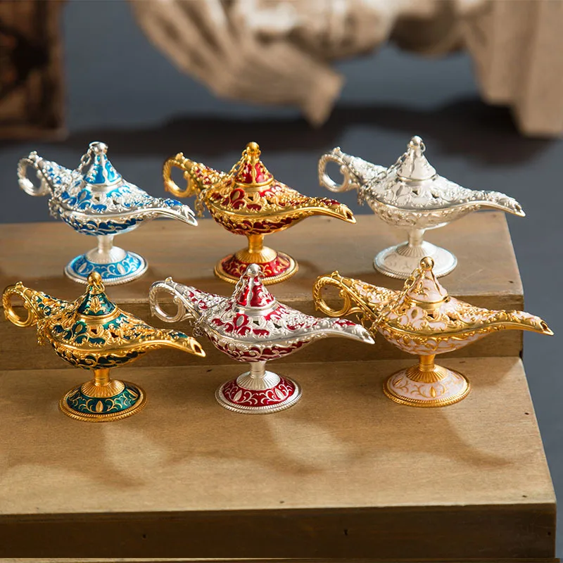 Лампа для желаний с отверстиями в русском стиле, металлическое украшение для мебели ручной работы, Подарочная эмалированная лампа Aladdin's, металлические изделия
