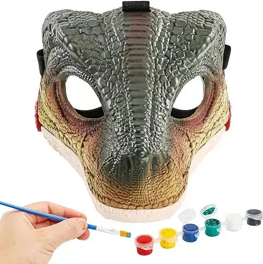 Moving Jaw Dinosaur Mask - Realistic Latex Dino Costume For Halloween & Parties, Blue
