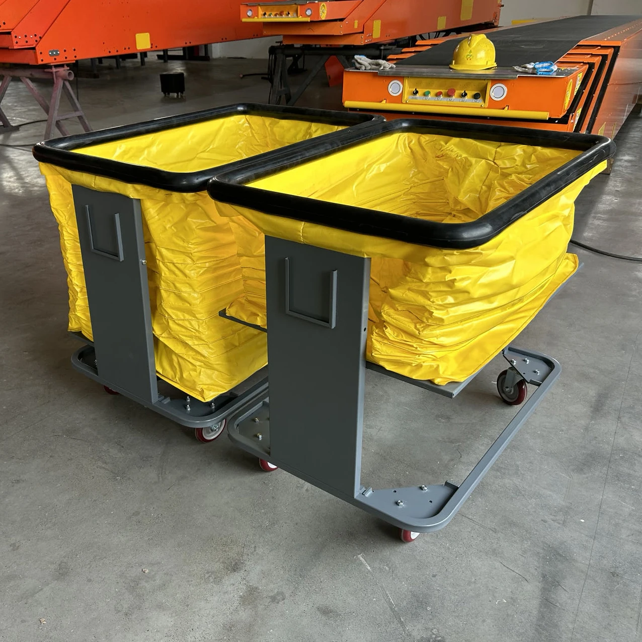 High Quality Self Leveling Logistics Folding Trolley Cart Spring Loaded Stainless Steel Metal Warehouse Logistic Store Trolleys
