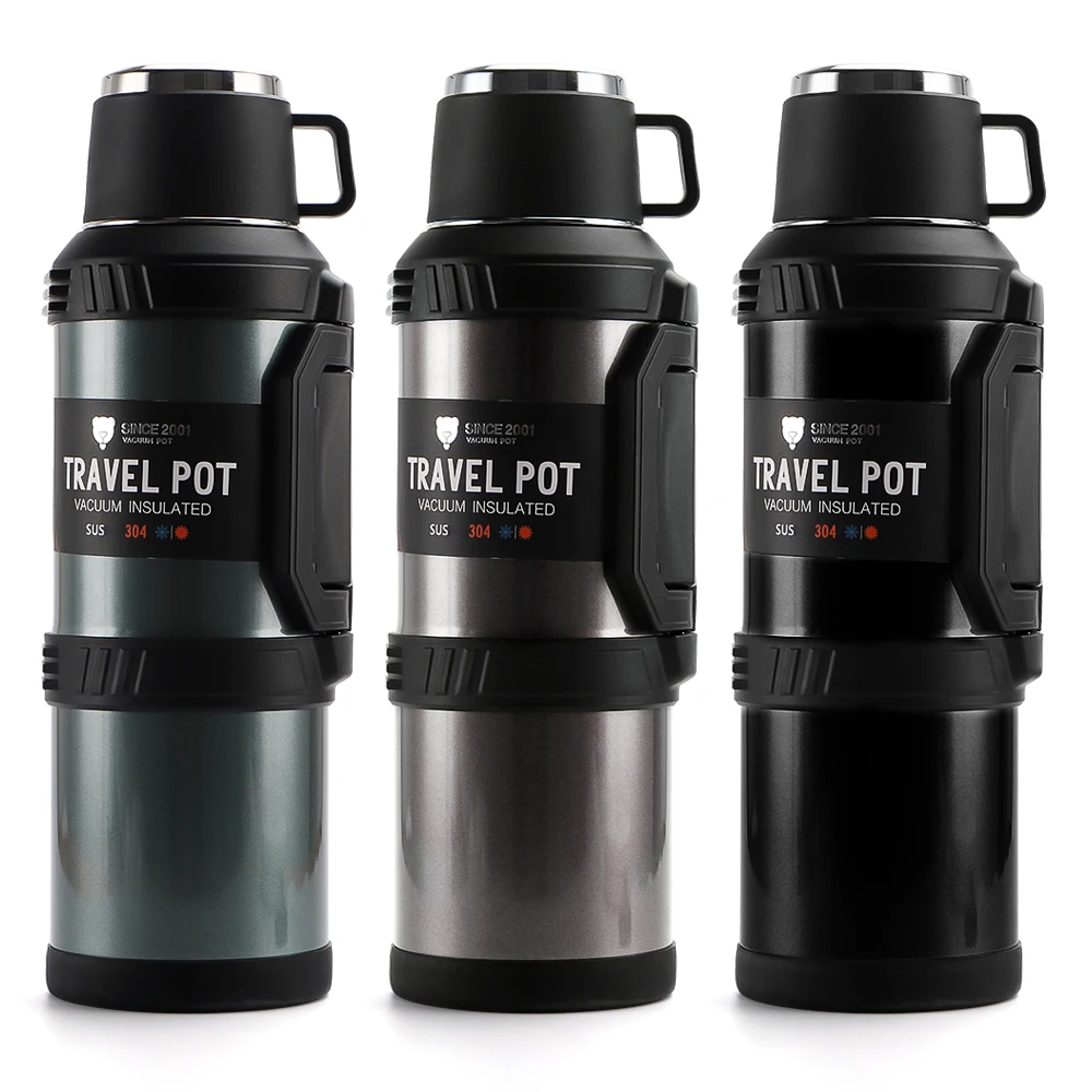 4000ml Big Stainless Steel Double Wall Vacuum Flask for Outdoor Camping,  Sports Thermos Insulated Travel Pot with Small Cup