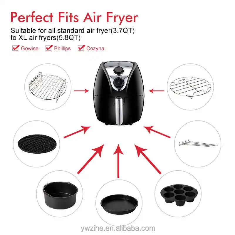 7Pcs/Set High Quality 8 Inch Air Fryer Accessories For Gowise Phillips  Cozyna And Secura Fit All Air fryer 5.3QT to 5.8QT