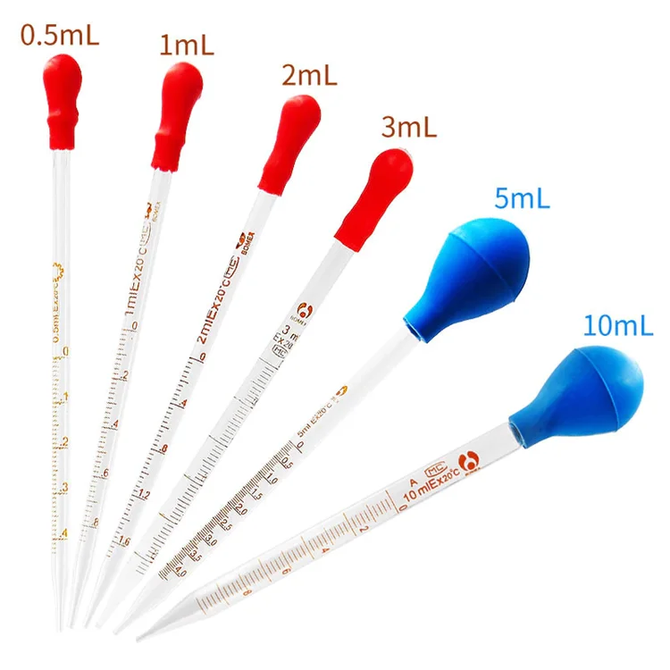 Rubber Head Glass Dropper Graduated Scale Line Transfer Pipette Lab ...