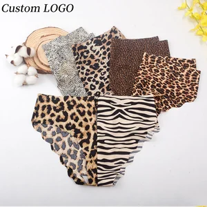 Intimates Women's Stylish Lady's Printed Leopard Female Ice Silk One-piece Sexy Triangle Seamless Panties Women's