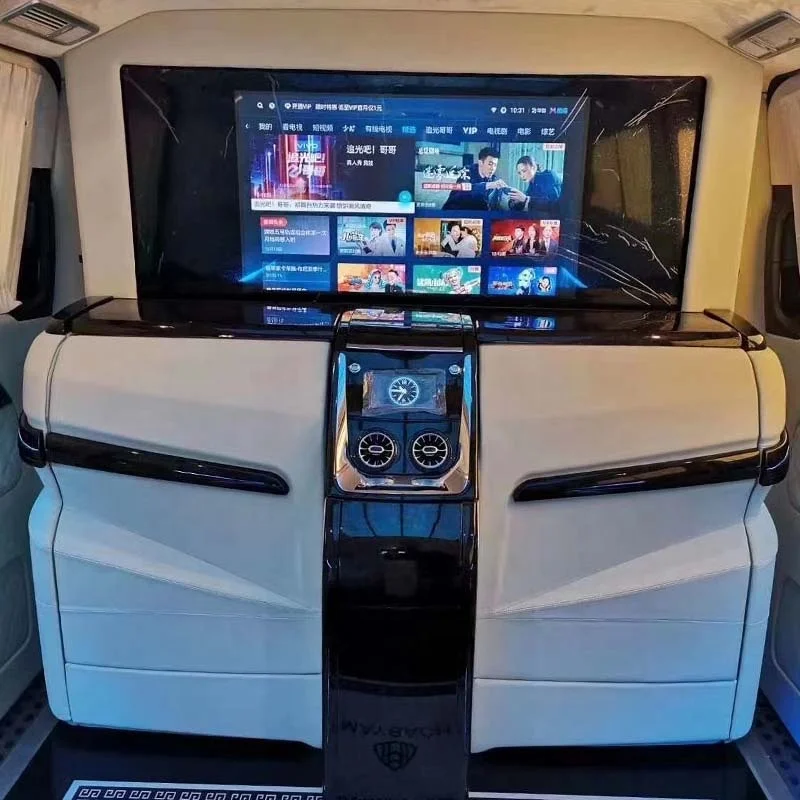 Изготовленный на заказ кожаный интерьер конверсионный фургон перегородка ТВ производители Роскошная Автомобильная для Vito /