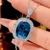 Blue pointed crystal119#Pendant with box chain