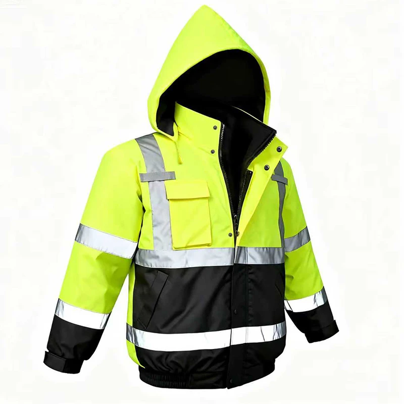 Worksite Jacket Waterproof Industrial Construction Hi Vis Work Wear Custom Winter Heavy ...