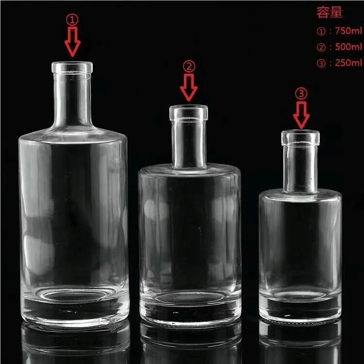 China Factory Custom Tequila Mezcal Gin Empty Vodka 750ml Glass Liquor Bottle