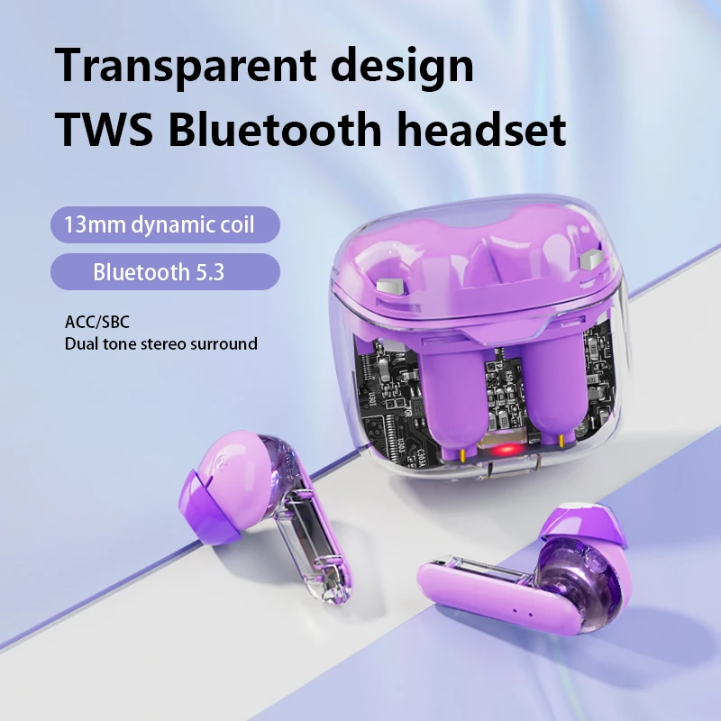 Newest Transparent Earphone Tws Bass in Ear Wireless Headphone