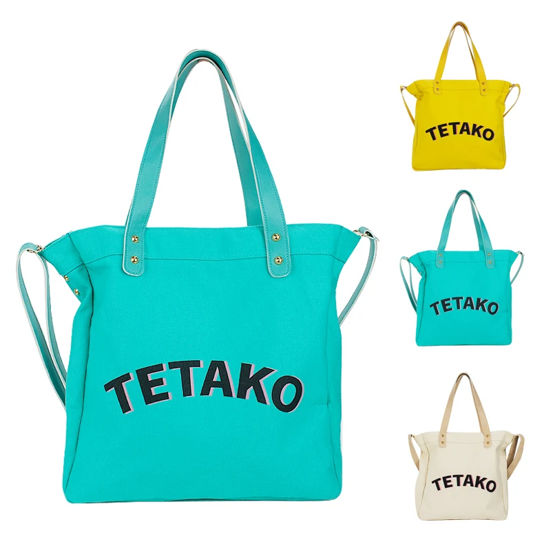 Fashion Sling Shopping Bags Japan Korean Women Canvas Tote Bag With Leather Handle