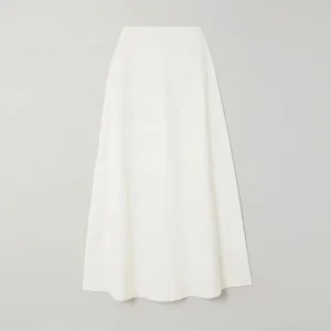 Clothing Manufacturer Custom Spring Summer White High Waisted Stretch Cotton Midi Ladies Skirt