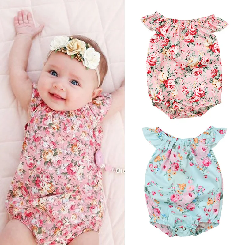 Newborn Baby Girls Floral Romper Bodysuit Jumpsuit Summer Clothes Outfit Sunsuit 