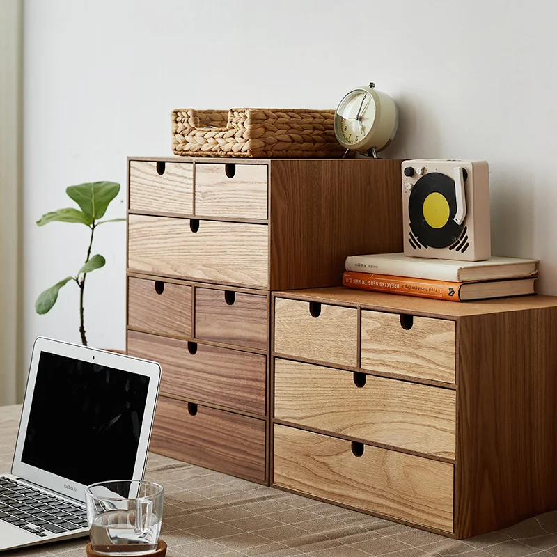 Boîte De Rangement En Bois LIFKOME 1 Tiroir - Organisateur Bureau Vintage Avec Poignée Métal