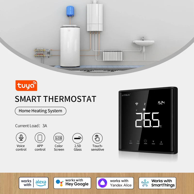 24V Smart Floor Heating Thermostat WIFI Thermostat for Water Warm Floor  Compatible with Alexa Tuya Google Assistant