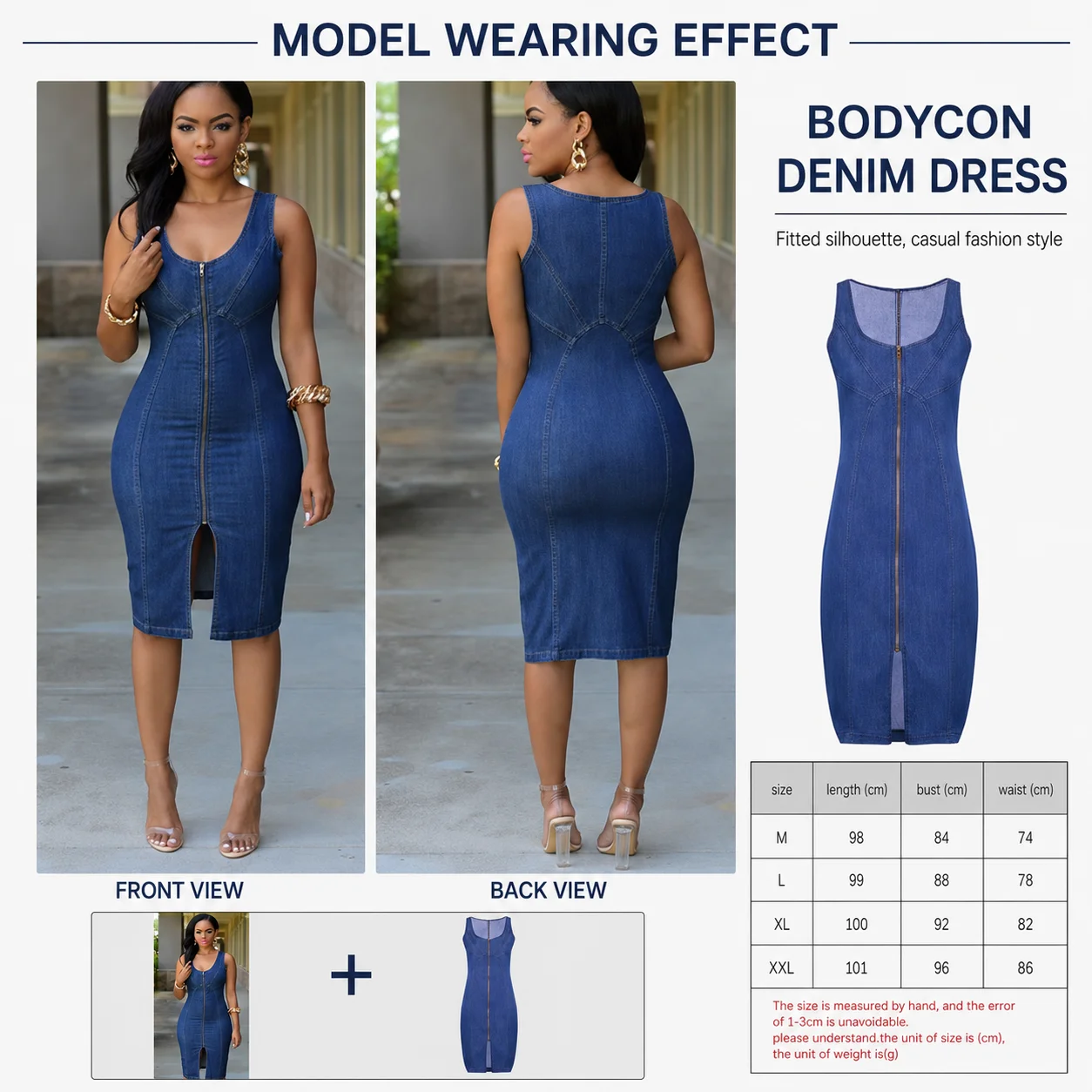 Elegant and Fashionable Strapless Solid Pattern Denim Mini Dress Special Washed for Office Ladies Natural Waistline Jean Dress