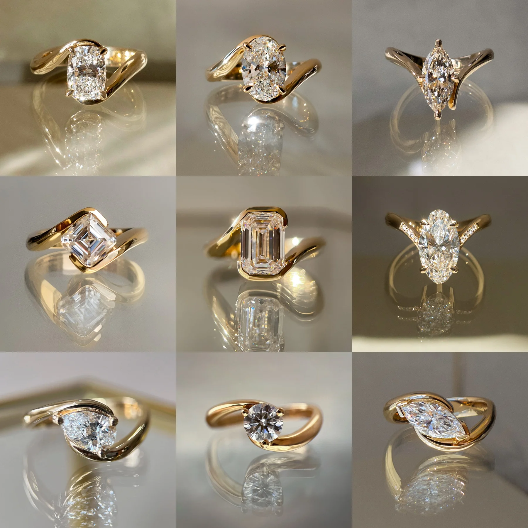 Oval Lab Grown Diamond Ring Gold Plated 925 Silver Engagement_voghion.com