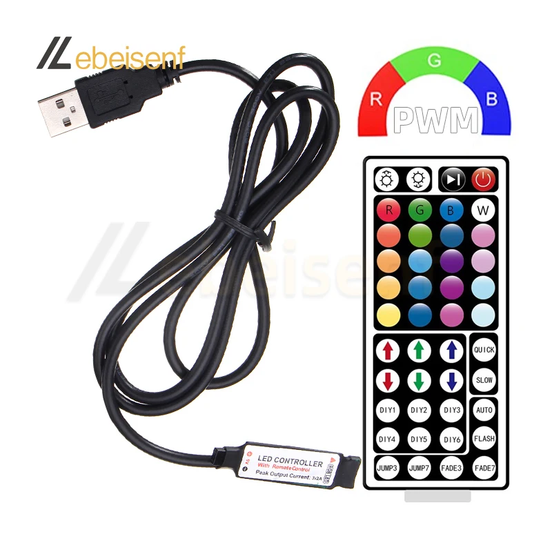 RGB Controller with 44-Key Wireless IR Remote for RGB LED Light